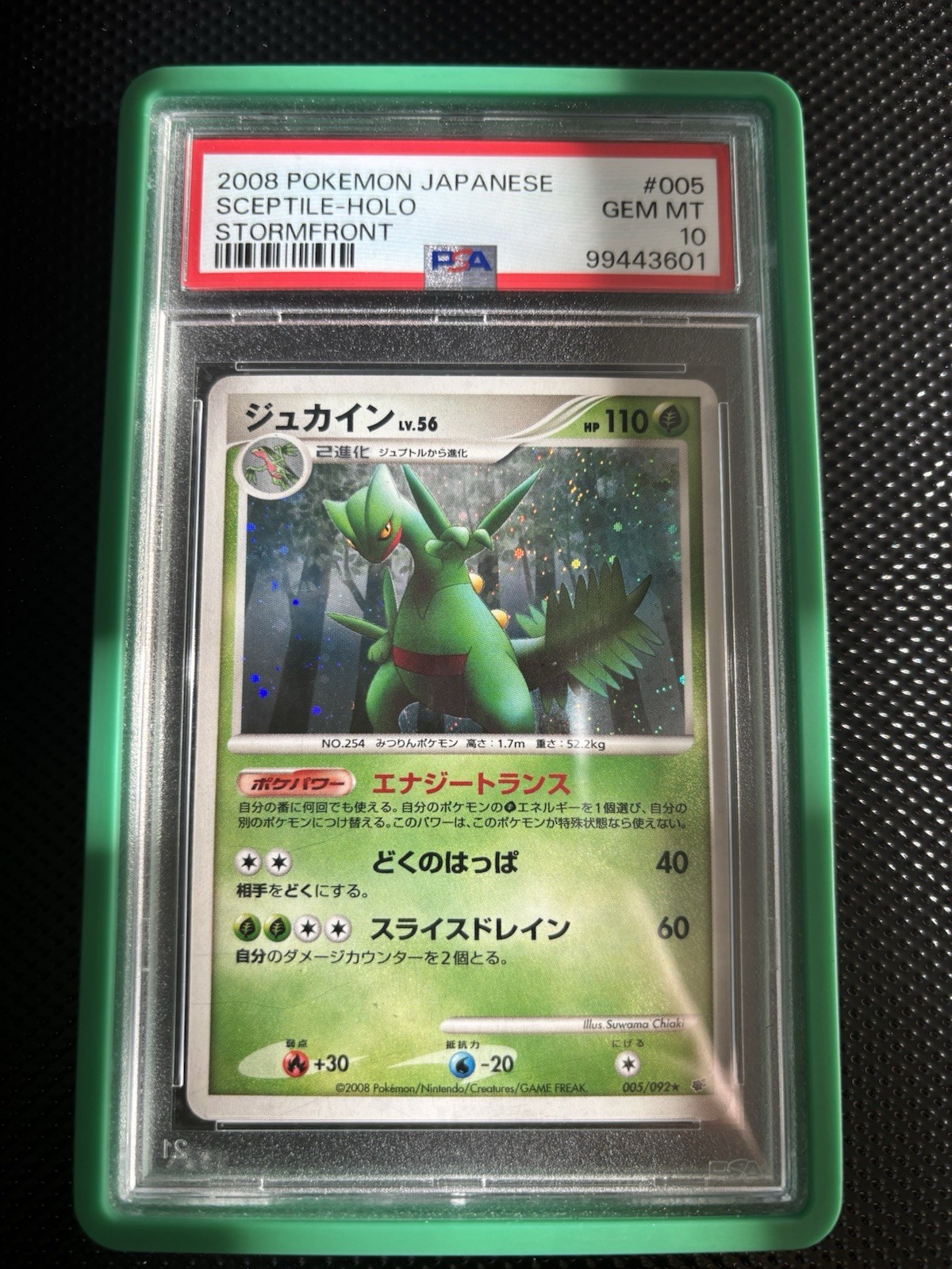 PSA 10 Sceptile #005 Stormfront 1st Ed Japanese Pokemon 2008 With Graded Guard