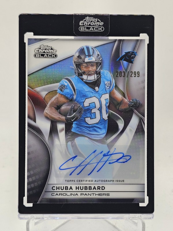 CHUBA HUBBARD 2025 TOPPS CHROME BLACK REFRACTOR AUTO /299 #AU-CH PANTHERS Q7485