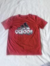 Adidas Short Sleeved Shirt Red Medium Dri-Fit 10/12 Medium Athletic T -Shirt