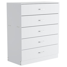 Chest of Drawers Modern White 5/4 Drawer Metal Handles Furniture Bedside Table