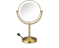 Espejo de Maquillaje Iluminado Conair, Doble Cara con Aumento 1X/10X (Dorado)