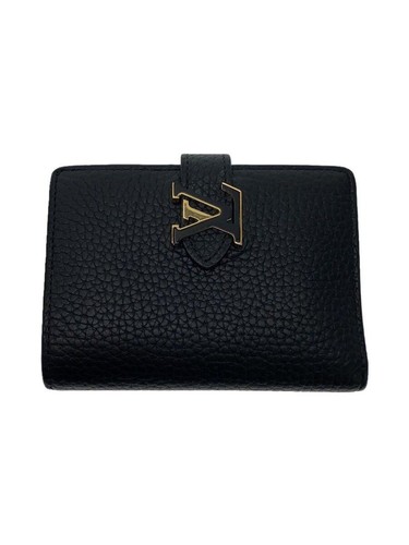 Louis Vuitton Fold Wallet LV Vertical Compact Trillon Blk M81561 Leather Used