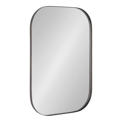 Rollo Midcentury Rounded Rectangle Mirror; 20 x 30; Bronze; Modern Metal Fram...