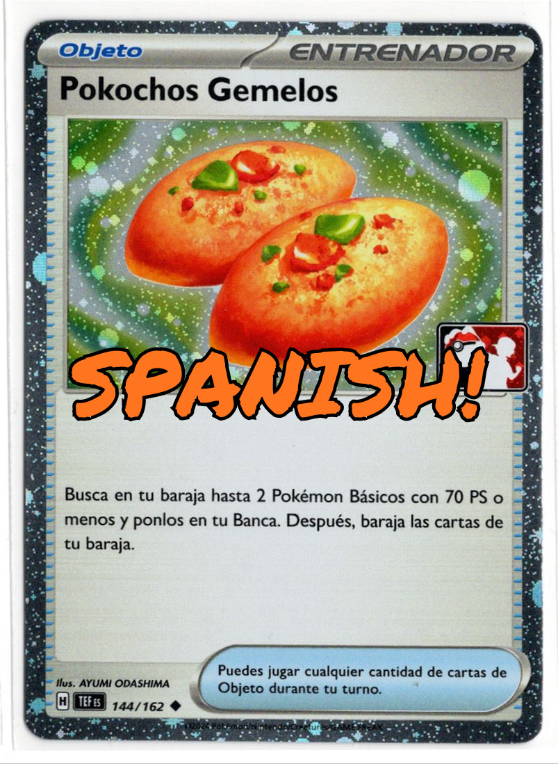 SPANISH Pokemon Prize Pack Cosmo Holo Temporal Forces 144/162 Buddy-Buddy Poffin