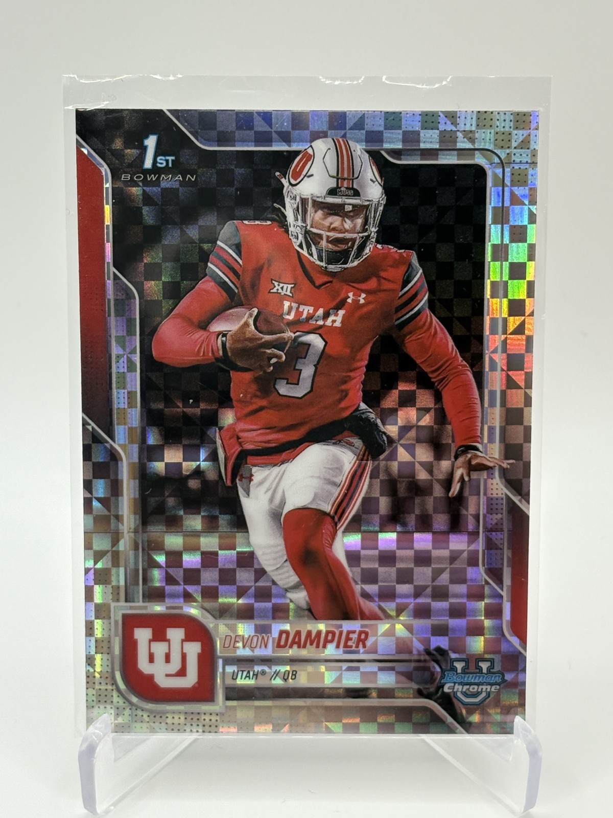 Devon Dampier 2025 Bowman U Chrome Football 1st X-Fractor Utah Utes 2