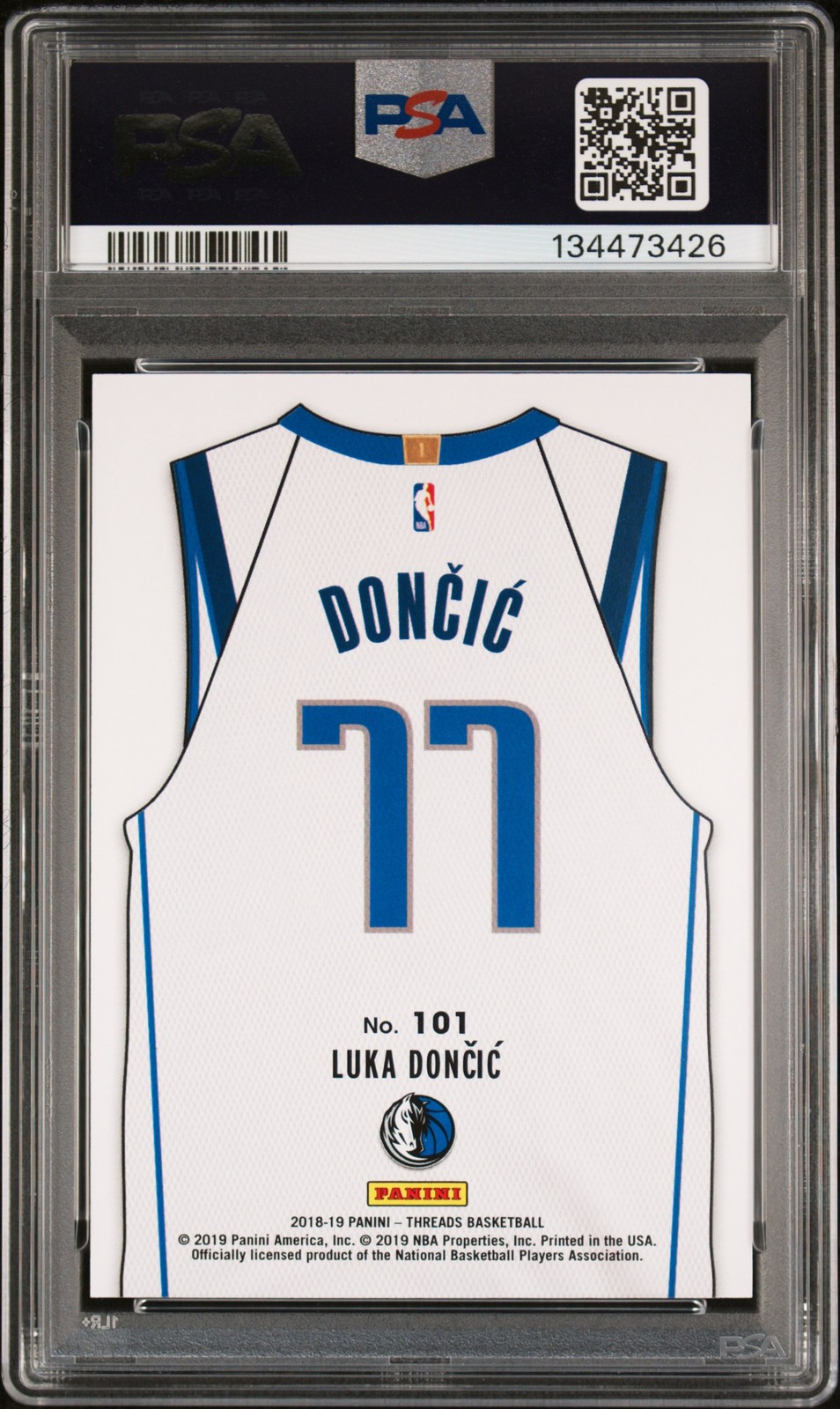 2018 PANINI THREADS PREMIUM #101 LUKA DONCIC ROOKIE RC 11/199 PSA 9 view 2