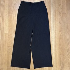UNIQLO Women's Navy Pinstripe Wide-Leg Dress Pants Drawstring M 27in