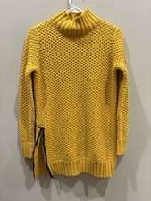 Banana Republic Knit Sweater Dress Women's Small Yellow Long Sleeve Mock Neck