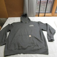 Carhartt Hoodie Mens XL Gray Loose Heavyweight Fleece Pullover Sweatshirt LOGO