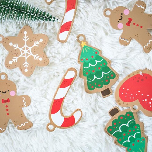  50pcs Creative Hanging Paper Adorable Christmas Greeting Cards Holiday Message - Zdjęcie 9 z 11