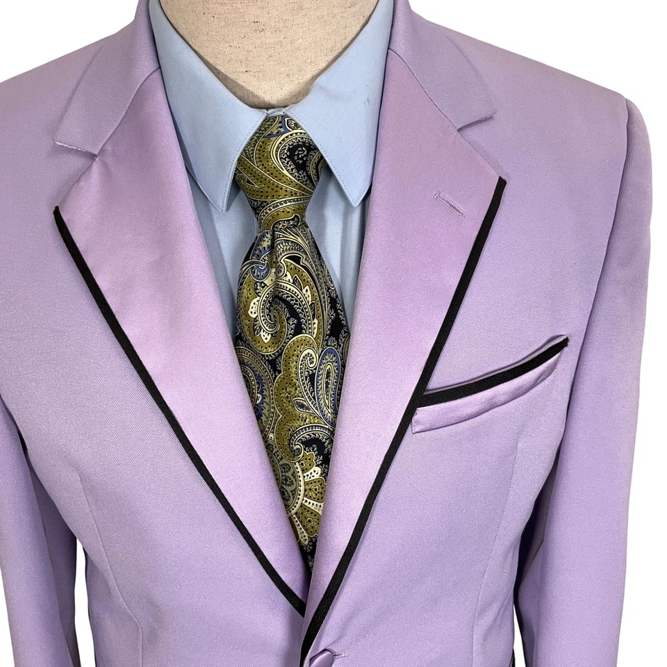 Andrew Fezza Fusion Tuxedo Blazer Mens 36L Purple Formal Prom Jacket Washable - Image 2 of 4