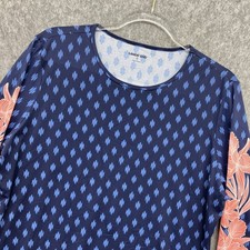 Lands End Rash Guard Swim Shirt Womens XL 18 Blue Tropical UPF Active