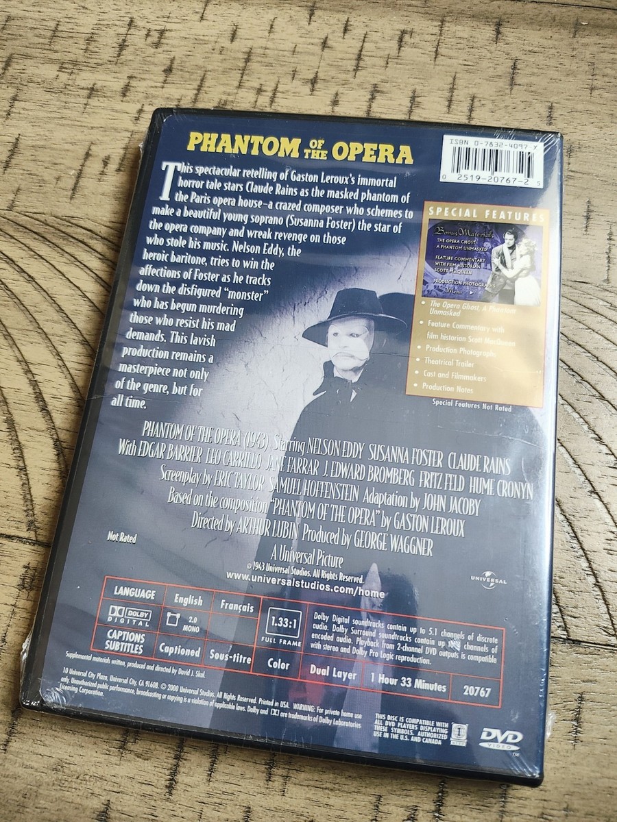 Phantom of the Opera (DVD, 1943) for sale online | eBay