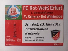 Ticket/Eintrittskarte Testspiel 2012/13  Rot Wei&szlig; Erfurt - Schwarz Rot Wingerode