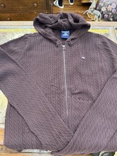 Ralph Lauren Sport Cable Knit Brown Full Zip Up Hoodie Sweater XL