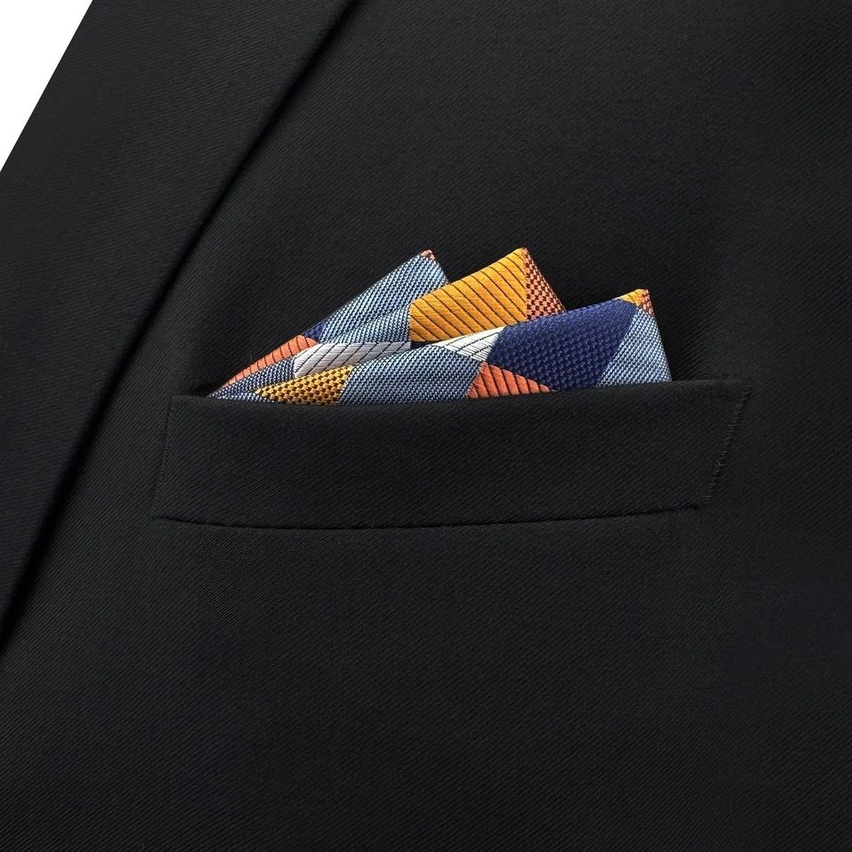 SHLAX&WING Checks Multi-color Pocket Square Mens Ties Hankies - Image 2 of 4