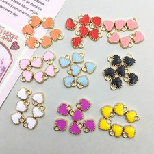 BULK 50Pcs Heart Charms DIY Jewelry Making Pendants Enamel Drip