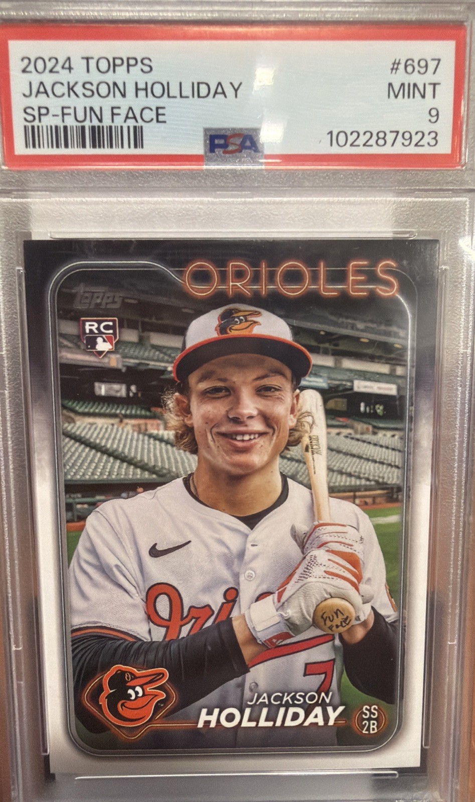 2024 Topps Series 2 - Variation Jackson Holliday #697 Fun Face on Bat Knob (RC)