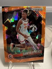 2025 Panini WNBA Prizm Saniya Rivers #131 RC Orange Cracked Ice Prizm Sun