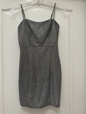 Lulus NWT XS Spectacular Sensation Silver Glitter Bodycon Mini Dress