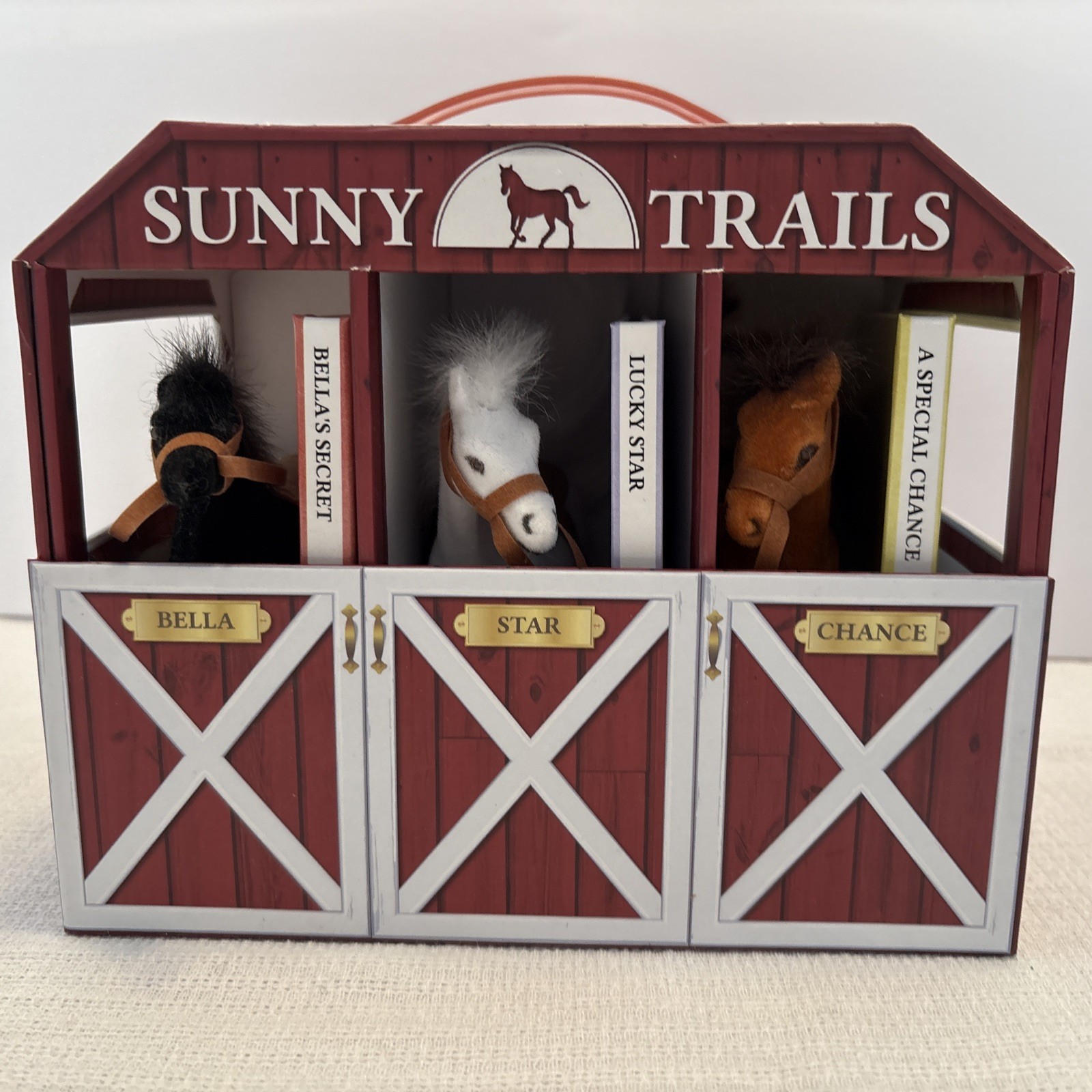 Sunny Trails Farms 3 Books 3 Plush Flocked Horse Figures Sta