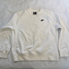 Nike Swoosh Sportswear Club Fleece Crewneck Sweatshirt White Mens Size M