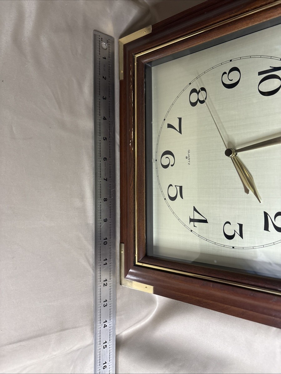 Seiko Wall Clock Square Wood & Bras Seikosha Co Movement Japan