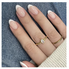 24PCS Almond Press-On Nails White French Tip Detachable Nail Art Set