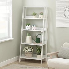 5-Tier White Ladder Shelf for Living Room  Home Office Storage Display