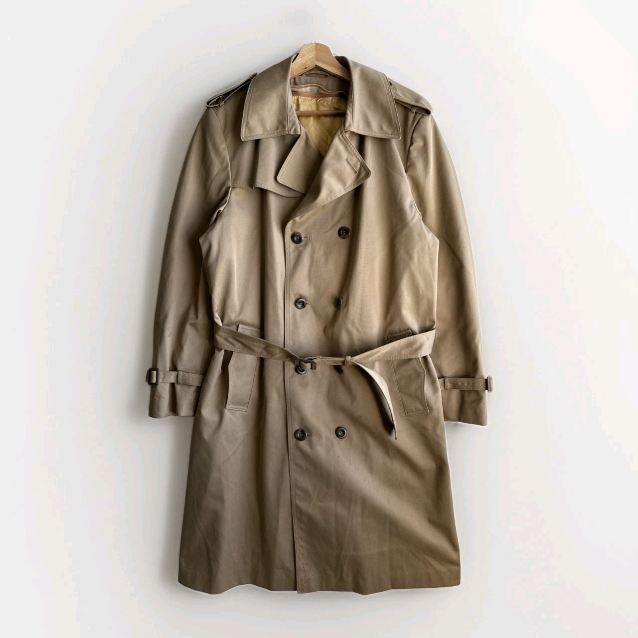 Outerwear From Sears Men’s Tan Trench Coat Size 40 Tall Plaid Fleece Lined Mediu