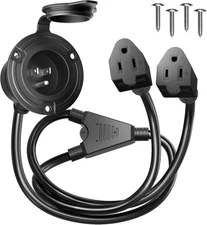 Shore Power Inlet Plug 15 Amp 125V AC Port with 18in-2pole, Black 