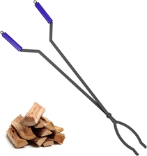 40" Fireplace Tongs, Heavy Duty Steel Fire Tongs, Log Grabber, Firewood Tongs & 