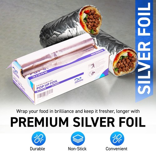 12”x1000 ft. Aluminum Foil Roll | 30 Micron Thick Strong Foils with Cutter fo... - Picture 2 of 6