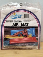 NOS VTG 1984 The Wet Set Air Mat Pool Float Inflatable Orange 72"x27" INTEX CO.