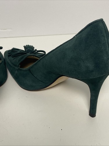 Ann Taylor Green Suede 3.5” Heels Tassels Pointed Toe - Picture 7 of 14