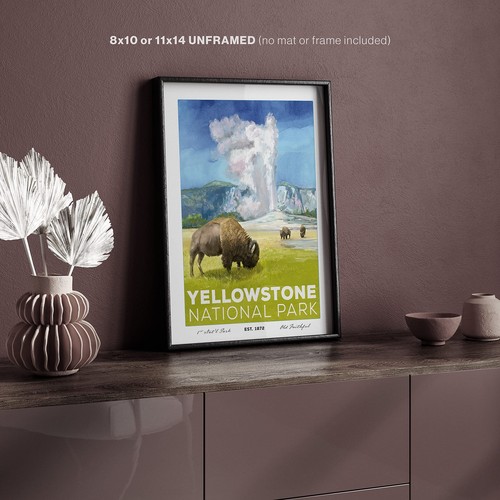 Yellowstone National Park Vintage Poster – Travel Art Print for Home & Office... - Picture 4 of 9
