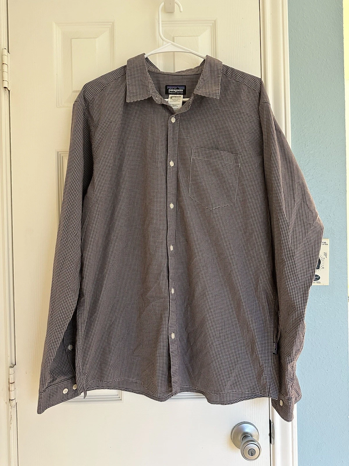 Patagonia Shirt Size L Organic Cotton Gingham Athleisure Gorpcore Travel EUC