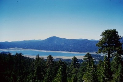 1960 Kodachrome 35mm Slide, Big Bear Lake California Mountain Landscape Forest