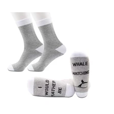 2 Pairs Whale Lover Socks I Would Rather Be Whale Watching Novelty Gift