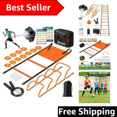 Versatile Speed Training Set: 20ft Agility Ladder, 12 Cones & Running Parachute