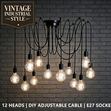 12 Head Spider Pendant Light Industrial Vintage Adjustable Ceiling Chandelier