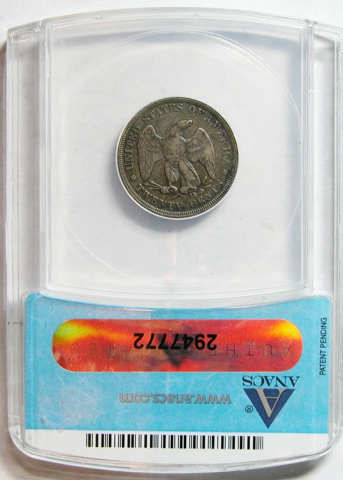 1875 (Philidelphia) Twenty Cent Piece ANACS VF-25 - Image 2 of 2