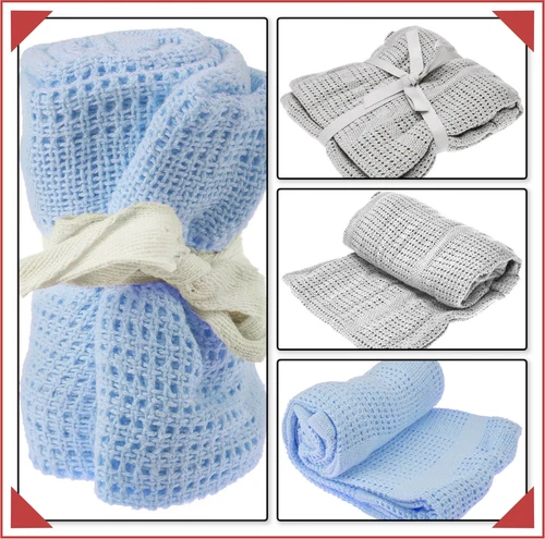 Baby Cellular Blanket 100% Cotton Newborn Pram Crib Cot Bed Moss Basket 70x90cm.