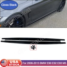 Gloss Black Side Skirt Extension Rocker Panel For 05-13 BMW 3er E90 E92 E93 M3