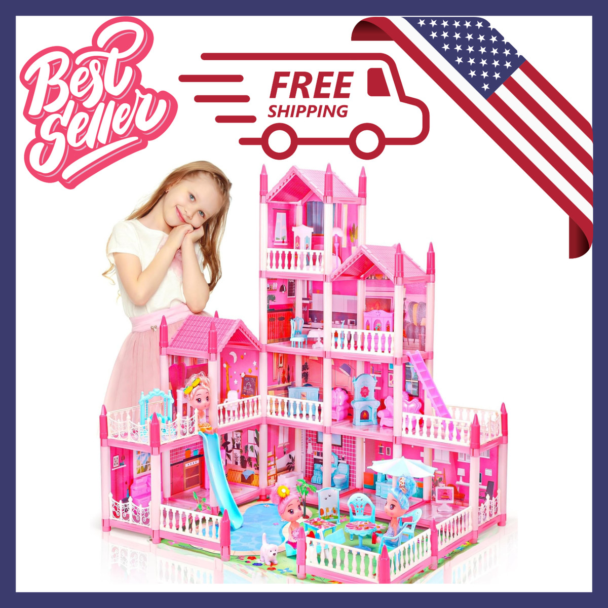 Barbie Dreamhouse Pool Party Dollhouse with 75+ Accessories