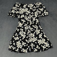 Zara Button Up Dress Womens XS Coquette Puff Sleeve Mini Floral Cottage Babydoll