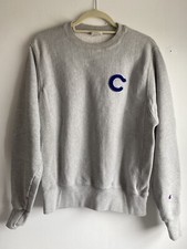 Vintage Champion Reverse Weave Blue Varsity Letter C Gray Sweatshirt Small