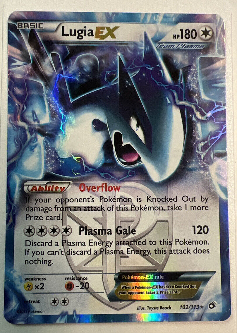 Cartão Pokemon Lugia Ex 180hp 102/113 ultra raro tesouros lendários inglês