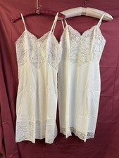 2 Vintage VANITY FAIR FULL SLIP - White Lace NYLON WITH TAGS 34L