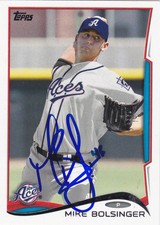 MIKE BOLSINGER RENO ACES SIGNED CARD BLUE JAYS DIAMONDBACKS LOS ANGELES DODGERS